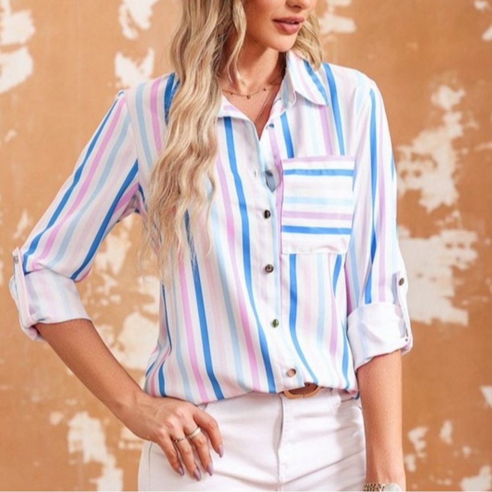 Striped Button Down Blouse